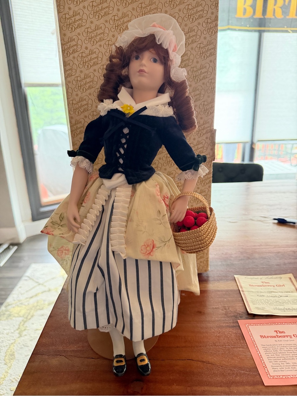 Franklin Heirloom Porcelain Doll- NIB- Strawberry Girl. Classic Collectible